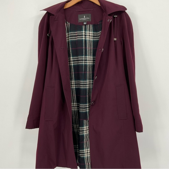 London Fog Womens Hooded Topper Jacket Size Large Burgundy - Picture 8 of 10